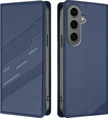 Produktbild von Hülle für Samsung Galaxy S25 FE, Kunstleder Brieftaschen Handyhülle mit Kartenfach und Standfunktion Blau