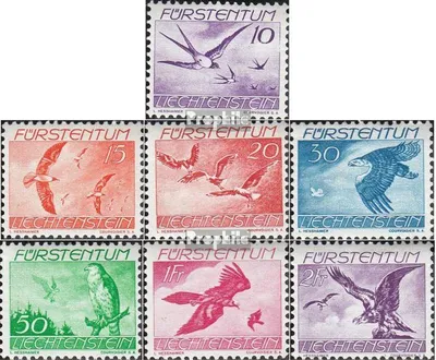 Produktbild von Briefmarken Liechtenstein 1939 Mi 173-179 (kompl.Ausg.) postfrisch Vögel