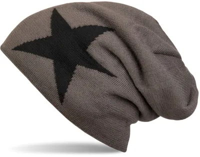 Produktbild von styleBREAKER warme klassische Strick Beanie Mütze mit Stern und sehr weichem Innenfutter, Uni 04024026