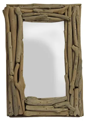 Image de Style Boho Scandi - Miroir en bois flotté - Fait main en Indonésie : Petite Taille : Petite