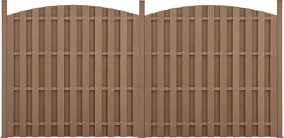 Produktbild von WPC Gartenzaun Sichtschutzzaun Windschutz Lamellenzaun Zaun 376x(165-185)cm Rund
