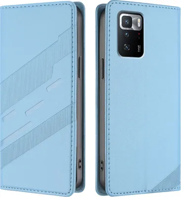Produktbild von Hülle für Xiaomi Poco X3 GT, Kunstleder Brieftaschen Handyhülle mit Kartenfach und Standfunktion Hellblau