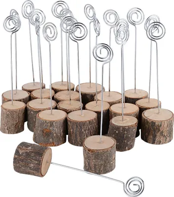 Image de CANDeal 20 pièces en bois Memo Clip Support de carte de table Support de carte de siège Support de photo Support de table pour la maison Bureau Décoration