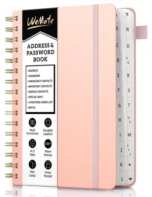 Imagen del producto de Agenda de tapa dura con sistema de espiral, con pestañas alfabéticas, de 14,7 x 21 cm, ideal para uso en la oficina
