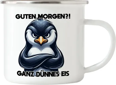 Produktbild von Guten Morgen Ganz dünnes Eis Emaille Tasse Bürohumor Morgenmensch Lustige Deko