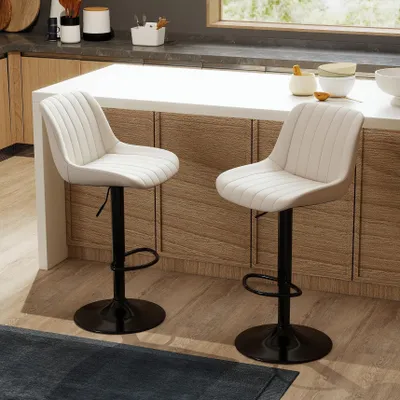 Produktbild von Set von 2 Barhockern mit Rückenlehne, Verstellbar und Modern
