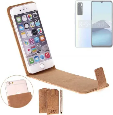Produktbild von K-S-Trade Handyhülle kompatibel mit Vivo Y70 Kork Hülle Flipstyle Case Schutzhülle Kork Case Hülle Flip cover Klapphülle Klapp, braun 1x