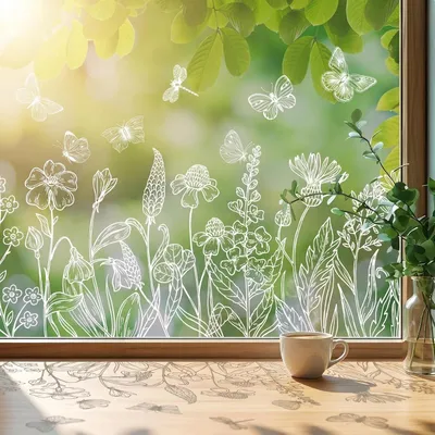 Produktbild von 2 Stück selbstklebende Fensterfolien als Vogelschutz und Dekoration