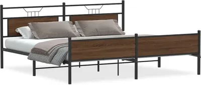 Produktbild von vidaXL Metallbett ohne Matratze Braun Eichen-Optik 200x200 cm