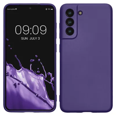 Produktbild von kwmobile Handyhülle für Samsung Galaxy S21 FE Hülle - Silikon Case metallisch schimmernd - Schutzhülle Cover - Metallic Blauviolett