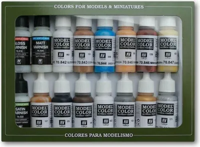 Produktbild von Vallejo 70102, 17 ml, Schwarz, Blau, Braun, Gold, Grau, Silber, Weiß, Matte, Flasche
