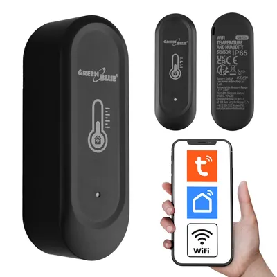 Produktbild von GreenBlue WLAN-Außensensor für Temperatur und Luftfeuchtigkeit Android/iOS 3,0 V DC LR03x2 IP65, GB741