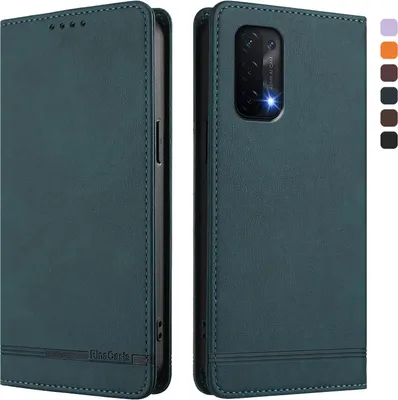 Image de Etui pour Oppo A54 4G/A54S/A55 5G/A16/A16S/A55s 5G/A53s 5G/A56 5G, étui rétro en cuirPolyuréthaneavec support et fentes pour cartes Vertes