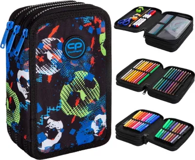 Zdjęcie produktu dla Patio Piórnik Szkolny Potrójny Z Wyposażeniem - Jumper 3Football Blue