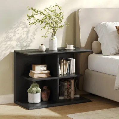 Immagine prodotto di Tribesigns Tavolino a 3 livelli con spazio di archiviazione, tavolino da divano con 4 ripiani, tavolino industriale, comodino per camera da letto, soggiorno, corridoio