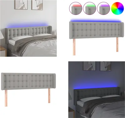 Produktbild von vidaXL LED Kopfteil Hellgrau 147x16x78/88 cm Stoff - LED Kopfteil - LED Kopfteile - Kopfteil - Bett-Kopfteil