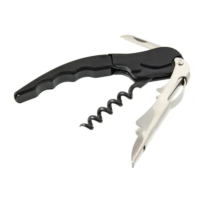 Produktbild von Fackelmann Kellnerkorkenzieher BLACK, Weinöffner für alle Korken, Korkenzieher mit antihaftbeschichteter Spirale (Farbe: Schwarz/Silber)