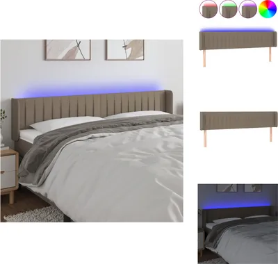 Produktbild von vidaXL LED Kopfteil Taupe 163x16x78/88 cm Stoff -  Kopf- & Fußenden