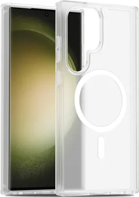 Image de Etui magnétique pour Samsung Galaxy S23 Ultra, compatible MagSafe, dos transparent mat, résistant aux chocs Transparent