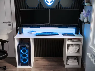 Obrázok produktu pre PC stôl s LED osvetlením PACHO 1 - biely
