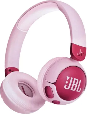 A pair of pink and violet JBL headphones is shown against a white background.