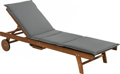 Produktbild von Dehner Rollliege Ravenna, Sonnenliege, 200 x 89 x 70 cm, inkl. Polster, FSC®-es Akazienholz / Polyester, braun / grau
