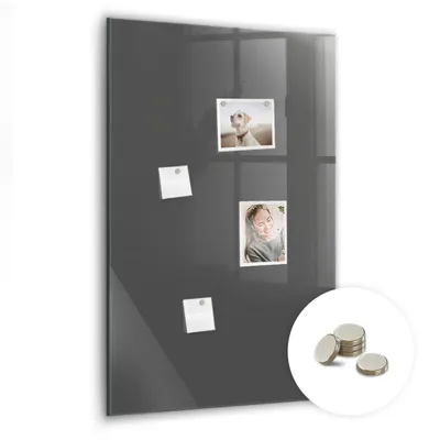 Obrázek produktu pro Magnetická Tabule na Zeď Skleněná - Memo Board Kleněnou Přední Stranou - 5 magnetů v balení - 60x90 cm - Šedá barva