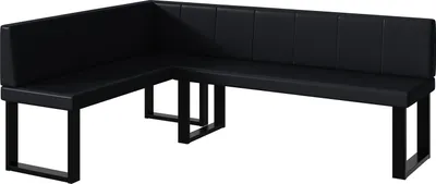 Produktbild von MEBLINI Eckbank für Esszimmer - Küchenbank - Essecke - Sitzecke Küche - PETER - U-Beine 142x196x87cm Links - Schwarz Kunstleder