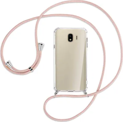 Produktbild von Handykette Backcover-Schutzhülle mit Band (Metall silberfarben) für Samsung Galaxy J4 2018 - roségold