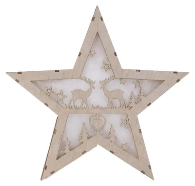 Produktbild von LED-Deko-Stern aus Holz Weihnachtsstern Adventsstern Weihnachtsschmuck Holzstern
