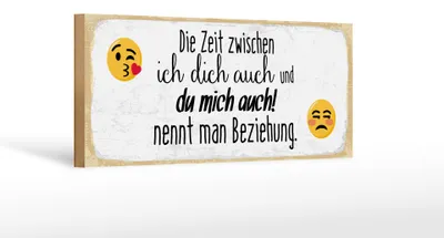Produktbild von Holzschild Zwischen ich dich auch und du mich auch Beziehung, 27x10 cm, Holzschilder Spruch Glück Weisheit