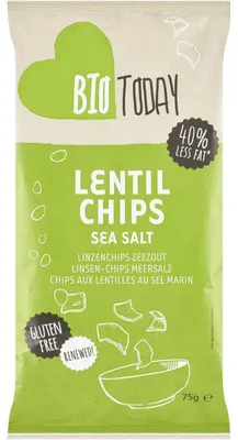 Produktbild von BioToday Linsenchips mit Meersalz, 75 g – proteinreicher, veganer Snack