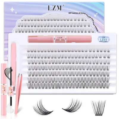 Productafbeelding van Wimperset voor wimperextensions, 168 stuks kunstwimpers, D-krul, 8-16 mm, wimperlijm en -sealer, pincet