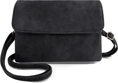Zdjęcie produktu dla Torebka crossbody damska, imitacja skóry , mini, 20 x 14 x 2 cm, odpinany pasek, czarny/szary