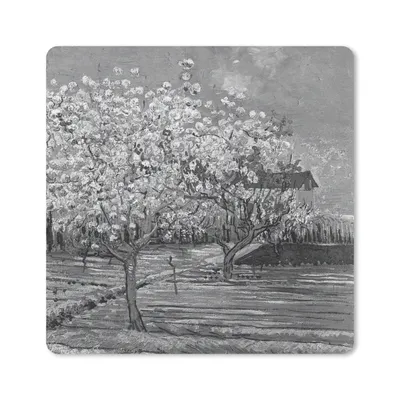 Produktbild von MuchoWow® Mauspad Mousepad Mandelblüte - Vincent van Gogh - Schwarz - Weiß 20x20 cm - Mousepads - Maus Mat - Pad - Mausunterlage - Desk Mat - Bureauartikeln