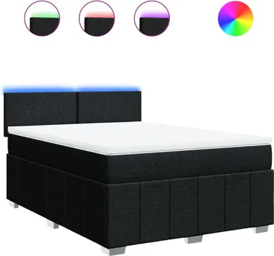 Zdjęcie produktu dla Łóżko Kontynentalne Z Materacem, Czarne, Tkanina 160X200 Cm Lumarko!