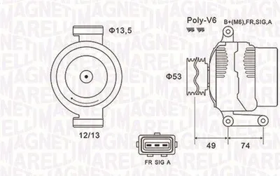 Produktbild von MAGNETI MARELLI 063731635010 Lichtmaschine Generator LiMa 115A 12V für FORD MONDEO III Kombi (BWY) MONDEO III (B5Y) MONDEO III Stufenheck (B4Y)