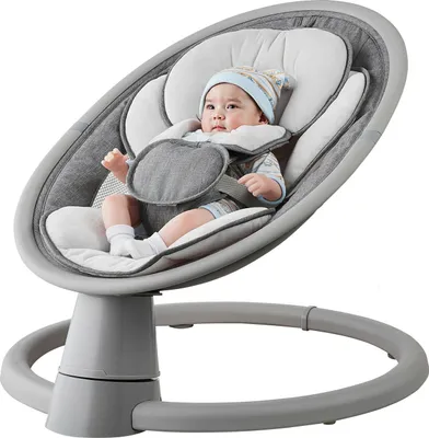 Produktbild von SucceBuy Babyschaukel, Babywippe mit 5 Geschwindigkeiten, tragbare Babyschaukel mit Fernbedienung, Touchpanel, Bluetooth-Musik, 10 voreingestellten Schlafliedern und 5-Punkt-Sicherheitsgurt für Jungen