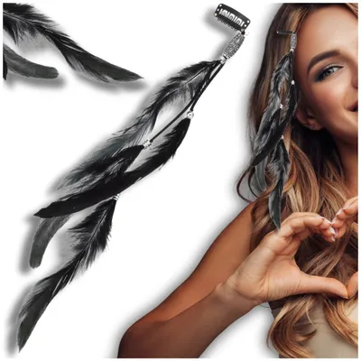 Produktbild von EDIBAZZAR | Schwarze Boho-Haarspange mit Federn