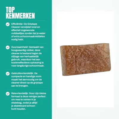 Productafbeelding van Griptape-reiniger: Efficiënt - Rubber - Onderhoud voor skateboards - Langdurig effect - 7,5 x 4 x 1,5 cm - Verbeterde prestaties