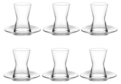 Produktbild von LAV Teegläser-Set mit Schotellchen, 12-teilig, 6 x 140 ml, hitzebeständig