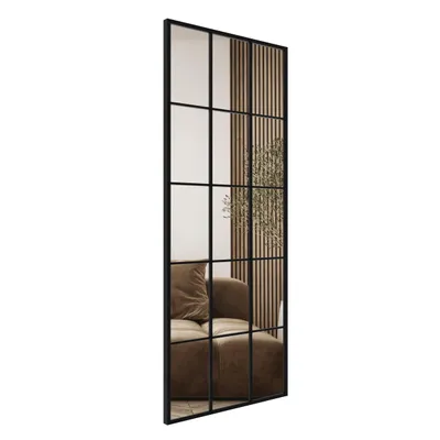 Obrázek produktu pro Zrcadlo na zeď STYLER WILLIAM, 60x150 cm, obdélníkové, černé, rám z MDF, vhodné do chodby, ložnice, koupelny, celotělové zrcadlo, moderní, loftový, industriální styl
