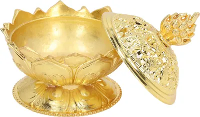 Produktbild von Lotus-Räuchergefäß, Vintage-Stil, Blumenform, Legierungshalter für Heimdekoration, Gold