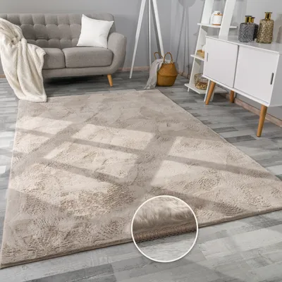 Produktbild von Teppich Wohnzimmer Kunstfell Plüsch Hochflor Shaggy Weich Verschied. Farben Grösse 200x290 cm