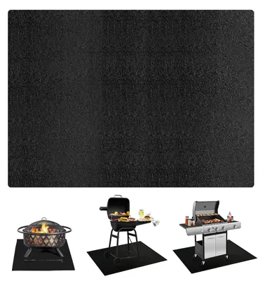 Zdjęcie produktu dla Mata przeciwpożarowa, odporna na wysokie temperatury, prostokątna, o wymiarach 183x99 cm, składana, przeznaczona do użytku na tarasie i podczas campingów