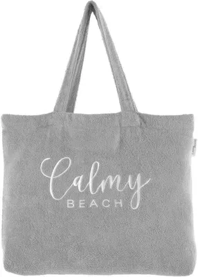 Image de Sac de plage en éponge XXL Sac de bain - 100% coton Shopper Sac de plage grand pour femmes et hommes avec poche intérieure et longues anses (gris)