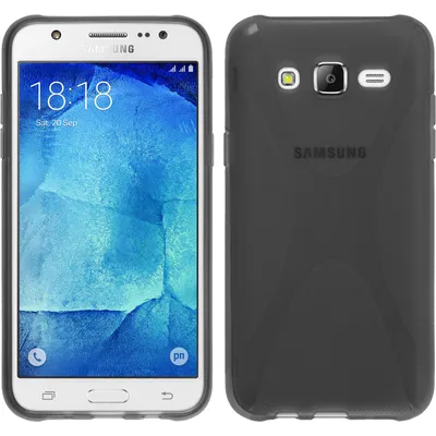 Produktbild von PhoneNatic Case kompatibel mit Samsung Galaxy J7 (2015 / J700) - grau Silikon Hülle X-Style + 2 Schutzfolien