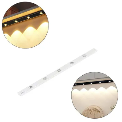 Produktbild von 60 cm LED-Schrankleuchte, 3 Lichtfarben, wiederaufladbarer Lichtstreifen mit Bewegungsmelder, Schrankleuchte, Küchenleuchte, Weiß