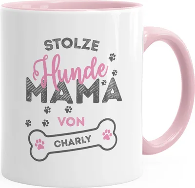 Produktbild von personalisierte Kaffee-Tasse stolze Hundemama von [Hundename] personalisierte Geschenke Hundebesitzer SpecialMe® rosa Keramik-Tasse