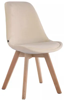Produktbild von In And OutdoorMatch Besucherstuhl Ruth - Esszimmerstuhl - Samtcreme - Braune Beine - 1er-Set - Sitzhöhe 48 cm - Deluxe